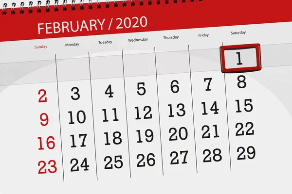 2020年2月1日截止日期的日历计划 — 图库照片