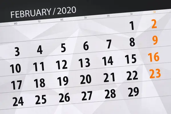 Calendário planejador para o mês de fevereiro, dia do prazo — Fotografia de Stock