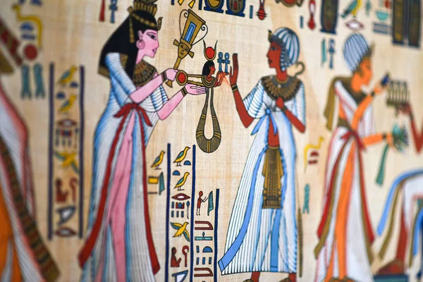 Egyptian painting on old parchment paper