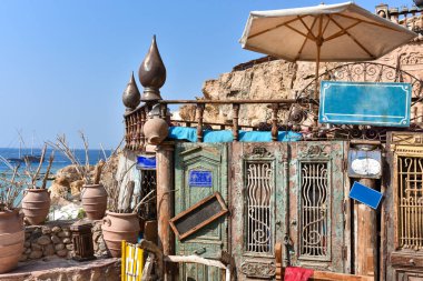 Mısır 'daki plajda nargile kafe..