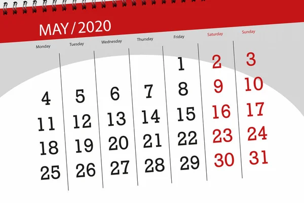 Kalenderplaner Für Den Monat Mai 2020 Deadline — Stockfoto