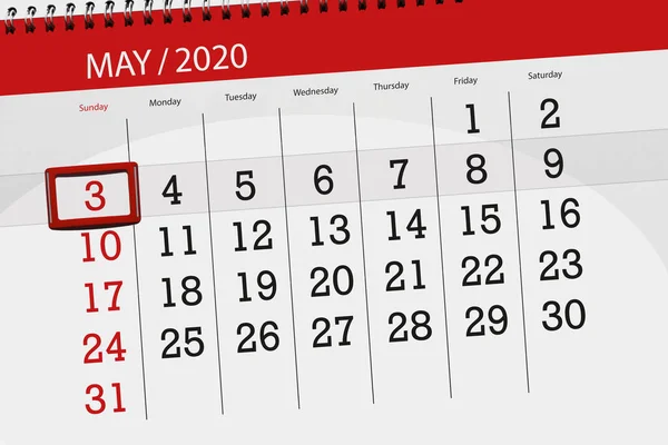 Calendario Mese Maggio 2020 Giorno Scadenza Domenica — Foto Stock