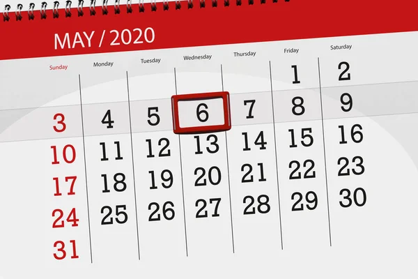 Calendario Mese Maggio 2020 Giorno Scadenza Mercoledì — Foto Stock