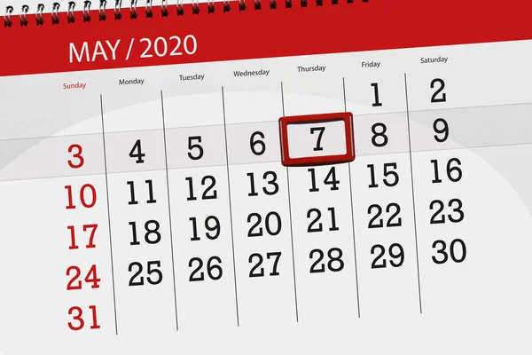 Calendario Mese Maggio 2020 Giorno Scadenza Giovedì — Foto Stock