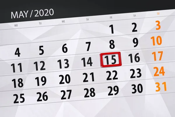 Kalenderblatt Für Den Monat Mai 2020 Deadline Freitag — Stockfoto