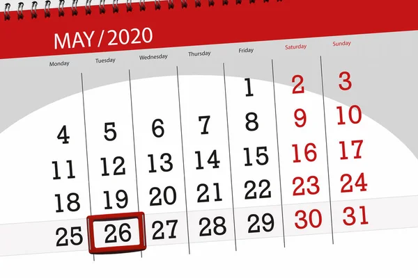 Kalenderblatt Für Den Monat Mai 2020 Deadline Dienstag — Stockfoto