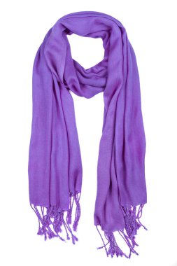 Mor yün eşarp izole üzerinde beyaz arka plan.