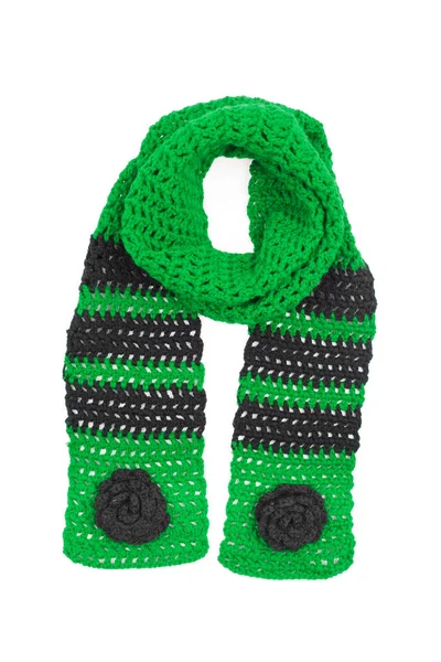 Green wool scarf isolated on white background. — Stock Photo, Image