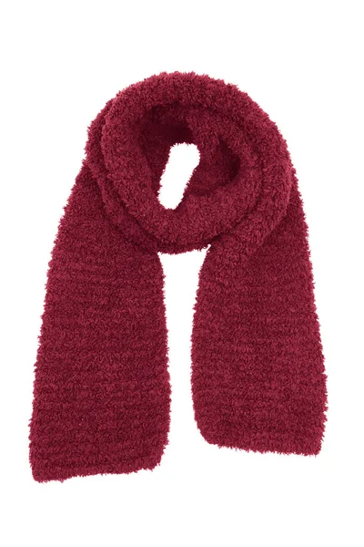 Écharpe en laine rouge isolée sur fond blanc. — Photo