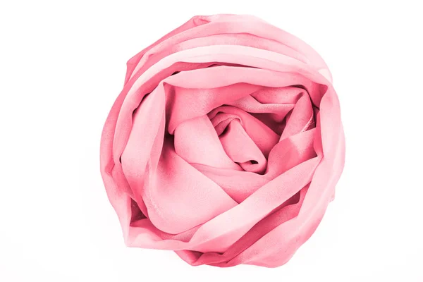 Rosa siden scarf isolerade på vit bakgrund. — Stockfoto