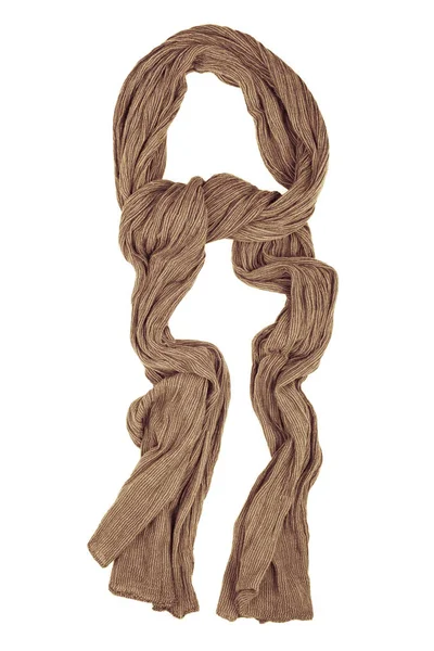Bufanda de lana marrón aislada sobre fondo blanco . — Foto de Stock