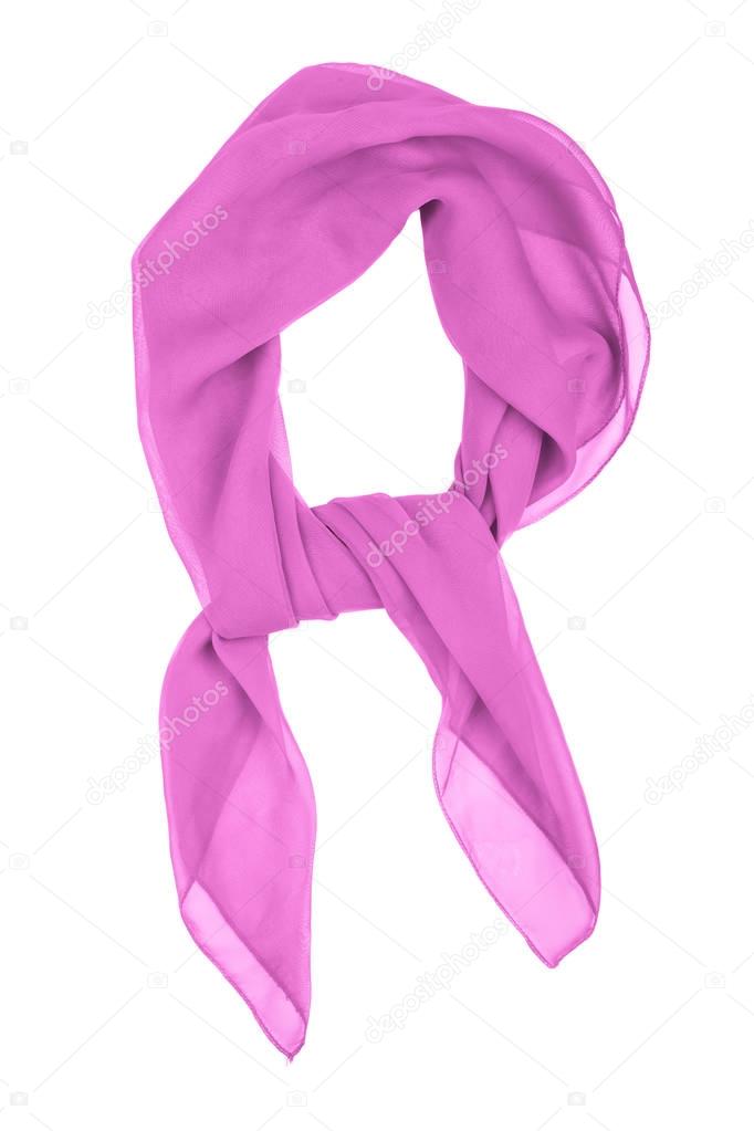 Lilacsilk scarf isolated on white background.