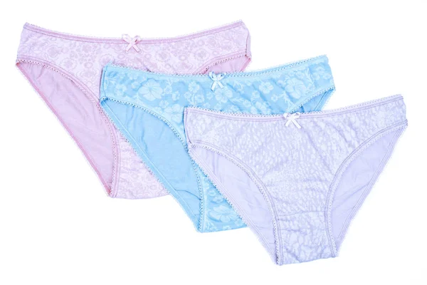 Women's cotton panties flowered isolated on white background. — Stock Photo, Image