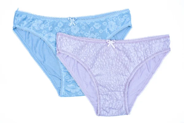 Women's cotton panties flowered isolated on white background. — Stock Photo, Image