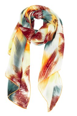 Beyaz arka plan üzerinde izole bej İpek eşarp.