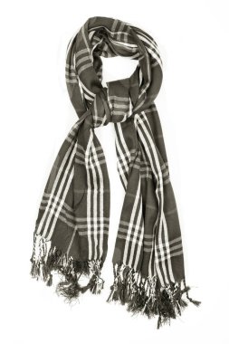 Gri yün eşarp izole üzerinde beyaz arka plan.