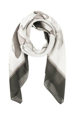 Gri İpek eşarp izole üzerinde beyaz arka plan.