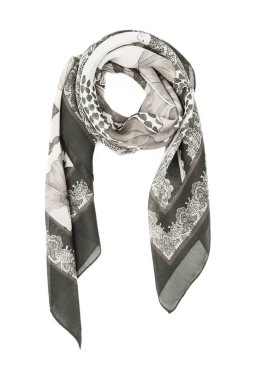 Gri İpek eşarp izole üzerinde beyaz arka plan.