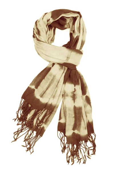 Beige sidenscarf isolerad på vit bakgrund. — Stockfoto