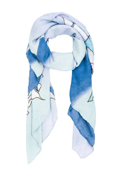 Blauwe zijde sjaal geïsoleerd op witte achtergrond. — Stockfoto