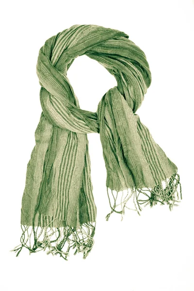 Зеленый шерстяной шарф изолирован на белом фоне . — стоковое фото