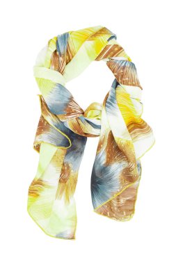 Sarı İpek eşarp izole üzerinde beyaz arka plan.