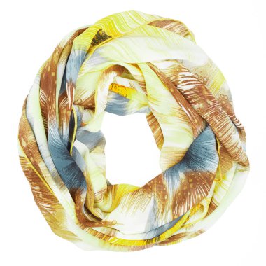 Sarı İpek eşarp izole üzerinde beyaz arka plan.