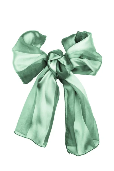 Зеленый шелковый шарф изолированы на белом фоне . — стоковое фото