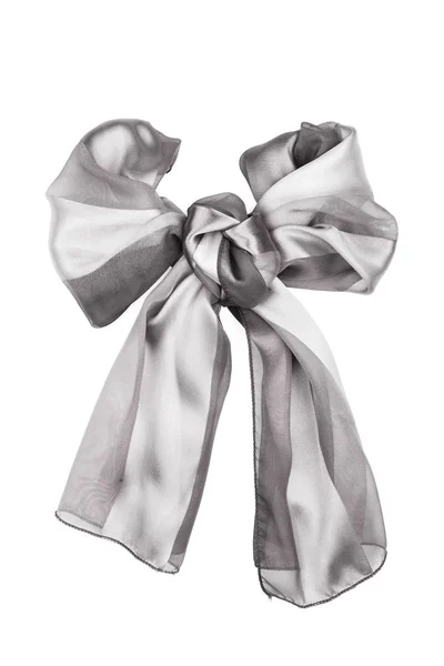 Foulard en soie gris isolé sur fond blanc . — Photo