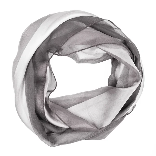 Šedé hedvábí šátek izolované na bílém pozadí. — Stock fotografie