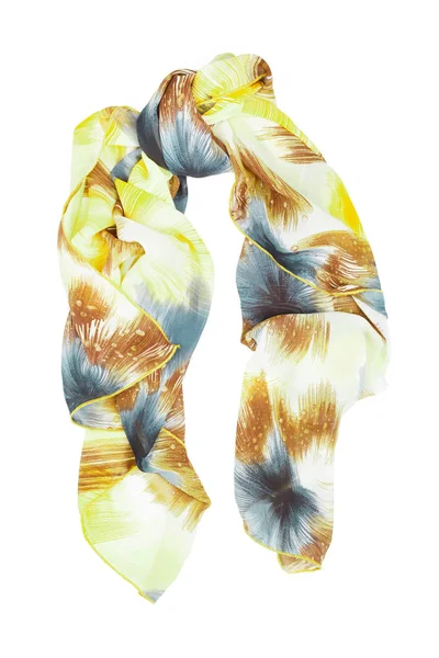 Gula silk scarf isolerade på vit bakgrund. — Stockfoto