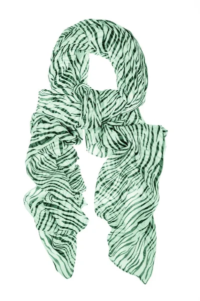 Green silk scarf isolated on white background. — Stock Photo, Image