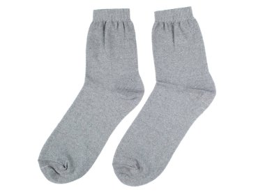 Beyaz arka plan üzerinde izole Pamuk Çorap yapılmış.