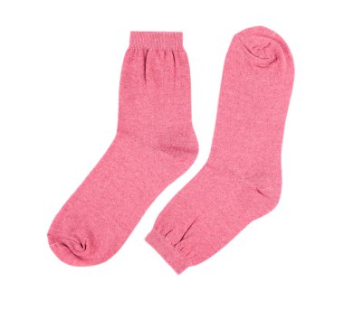 Beyaz arka plan üzerinde izole Pamuk Çorap yapılmış.