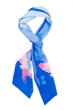 Mavi İpek eşarp izole üzerinde beyaz arka plan.