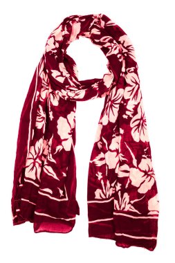 beyaz zemin üzerinde izole kırmızı İpek eşarp.