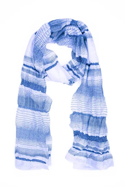 Niebieski jedwabny szalik na białym tle na białym tle. — Zdjęcie stockowe
