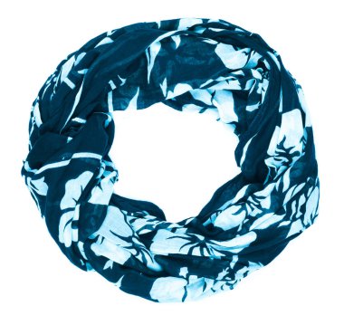 Mavi İpek eşarp izole üzerinde beyaz arka plan.