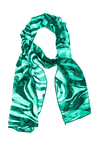 Grön silk scarf isolerade på vit bakgrund. — Stockfoto