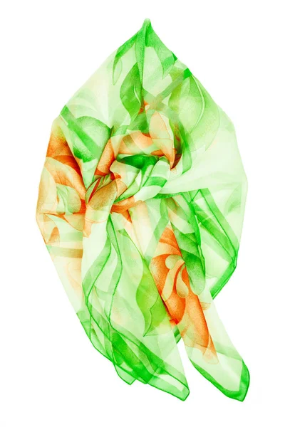 Cachecol de seda verde isolado no fundo branco . — Fotografia de Stock