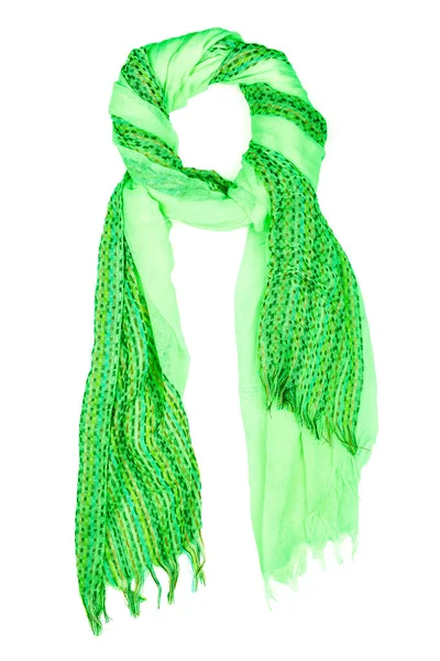 Zelené hedvábí šátek izolované na bílém pozadí. — Stock fotografie