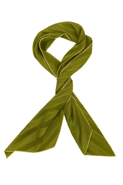 Green silk scarf isolated on white background. — Stock Photo, Image