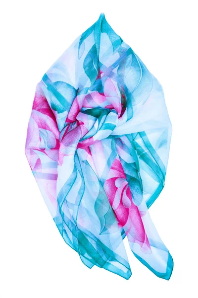 Modré hedvábí šátek izolované na bílém pozadí. — Stock fotografie