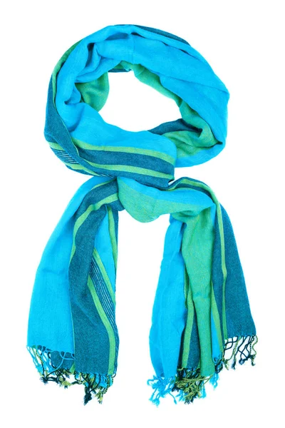 Blå silk scarf isolerade på vit bakgrund. — Stockfoto
