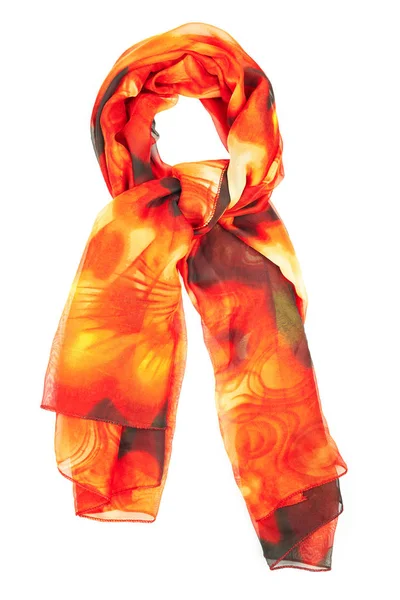 オレンジ色のシルク スカーフに孤立した白い背景. — ストック写真