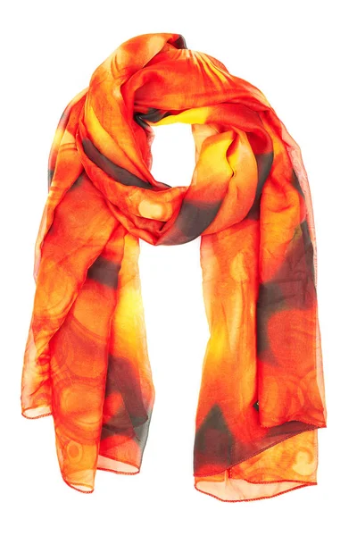 Oranžové hedvábí šátek izolované na bílém pozadí. — Stock fotografie