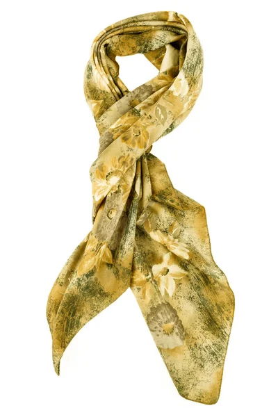 Beige sidenscarf isolerad på vit bakgrund. — Stockfoto