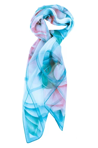 Bufanda de seda azul aislada sobre fondo blanco . —  Fotos de Stock