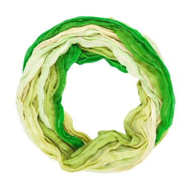 Yeşil İpek eşarp izole üzerinde beyaz arka plan.