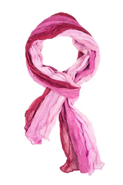 Foulard en soie rose isolé sur fond blanc . — Photo